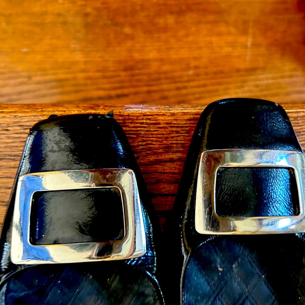 Black Enzo Angioini patent leather shoes size 7